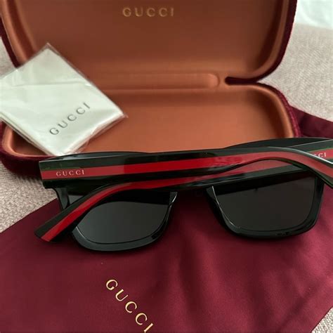 gucci ladies' red/green/gold metal sunglasses with grey lens|Gucci sunglasses red green stripe.